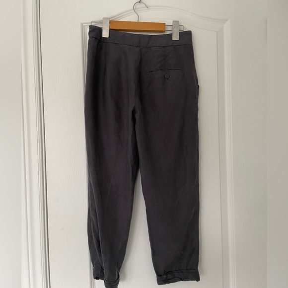 ARITZIA Wilfred Allant Pant Cropped linen pant charcoal grey size 0 tie front - Picture 4 of 9